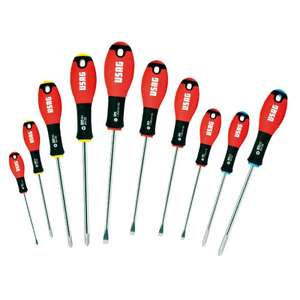 USAG - U03220255 Juego de 10 destornilladores para cabeza ranurada, PHILLIPS®Y POZIDRIV®Tornillos-DESTORNILLADORES EAN 8010239261723 - Product Image 1