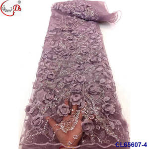 RTS Offre Spéciale lisami mariage 3d fleur avec haricots de luxe grande taille séquence dentelle tissu - Product Image 5