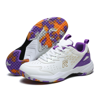 Chaussures de badminton pour hommes, baskets en cuir microfibre, amortissement des chocs, semelle extérieure en caoutchouc antidérapante, respirantes et souples