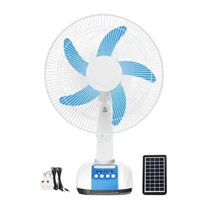 New 16 inch 6V Electric Charging AC/DC Solar Desk Fan With LED Light Rechargeable Table Fan