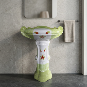 Big Size Square Ceramic Bathroom Sink One Piece Art Pedestal Wash Basin With <b>Smart</b> <b>Mirror</b> And Cabinet pedestal wash basin - Product Image 3