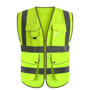 反射ストリップ付きマルチポケットワークウェア視認性の高い反射安全Tシャツトラフィックユニフォーム - Product Image 1