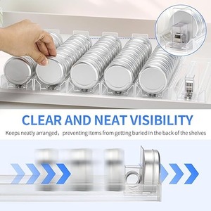 Sistema Automático de Empuje de Estantes con Resorte, Organizador de Exhibición de Frascos Redondos, Soporte para Snus y Chicle - Product Image 1