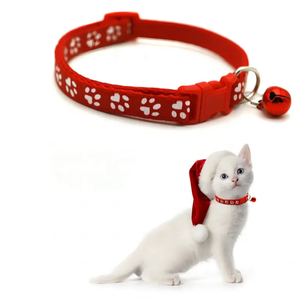 Molti colori riflettenti e regolabili colletto per gatti per animali domestici elegante stampa con zampa di design dei cartoni animati collo in Nylon - Product Image 2