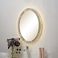 Miroir de maquillage ovale pour salon de beauté avec éclairage LED et affichage grossissant pour salle de bain
