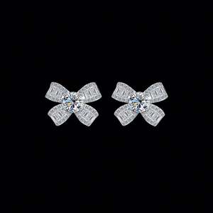 Full Diamond Bow <b>Stud</b> Moissanite Earrings - Product Image 4