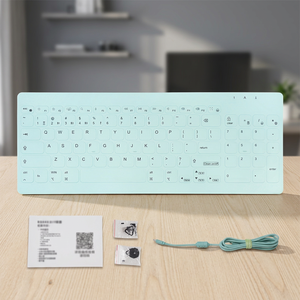 New HengYu C96-pink Three-Mode Waterproof Wireless <b>USB</b> Type-C IP68 Industrial Medical Silicone Membrane Keyboard - Product Image 1