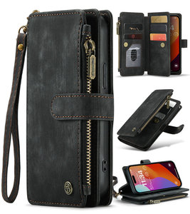 Étui de téléphone CaseMe en cuir PU rétro pour iPhone 14 Pro Max avec support et <span class=keywords><strong>pochette</strong></span> portefeuille à fermeture éclair durable - Product Image 1