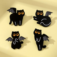 YINI Kleiner Teufel Schwarze Katze Emaille-Anstecknadel aus Harz – Robuste Fantasy-Anstecknadel aus Zinklegierung, Einzigartiges Accessoire für Katzenliebhaber