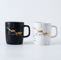 Tasse à café réutilisable Garder Porcelain style nordique américain 370 ml, très vendue, luxe marbre blanc noir, logo personnalisé, mariage