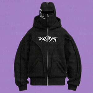 <b>White</b> <b>Zip</b> <b>Up</b> Hooded Sweatshirt Loose Fit Polyester Jacket for Autumn Winter Unisex Streetwear - Product Image 1