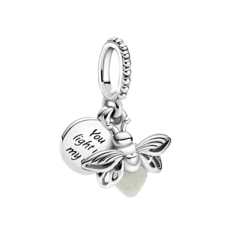 Newest trendy fashion 2023 metal silver plated glowing in the dark firefly charm