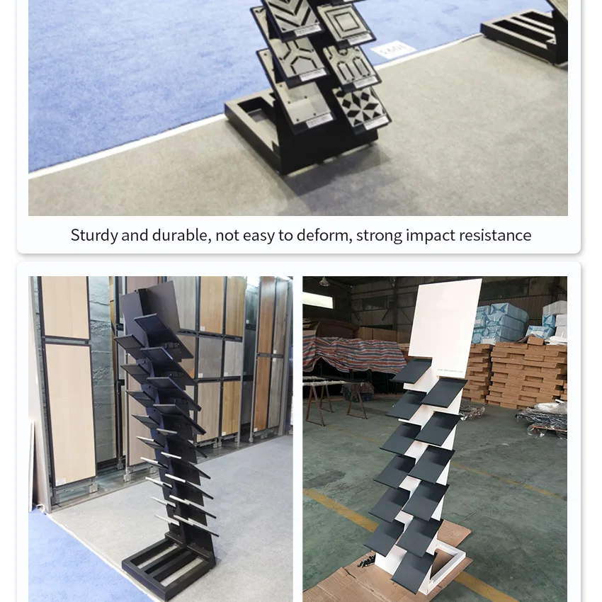 New Design Factory Floor Standing Sample Metal Frame Ceramic Stand Tiles Floors Tower Quartz Stone Display Rack