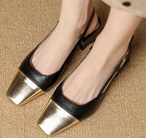 Nouveau à la mode femmes respirant Baotou formel bout carré <span class=keywords><strong>talon</strong></span> haut chaussures simples semelle en caoutchouc sans lacet extérieur chaussures à talons bas - Product Image 4