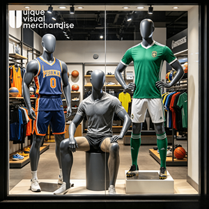 <span class=keywords><strong>Mannequin</strong></span> <span class=keywords><strong>homme</strong></span> en fibre de verre gris mat UVM, corps entier musclé, pour la présentation de vêtements de sport - Product Image 2