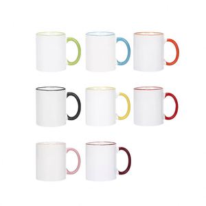Tasse en céramique de 350 ml (11 oz) avec anse ronde, bord coloré, impression par sublimation d'images et de logos, emballage sécurisé - Product Image 6