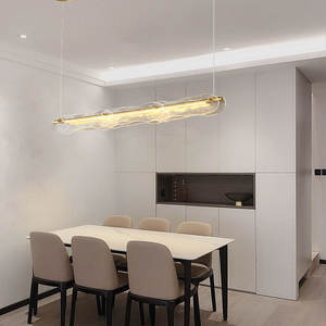 Room <b>Decorative</b> <b>Lights</b> Rectangle Nordic Modern Gold Luxury Iron Glass Pendant <b>Light</b> dining table - Product Image 4