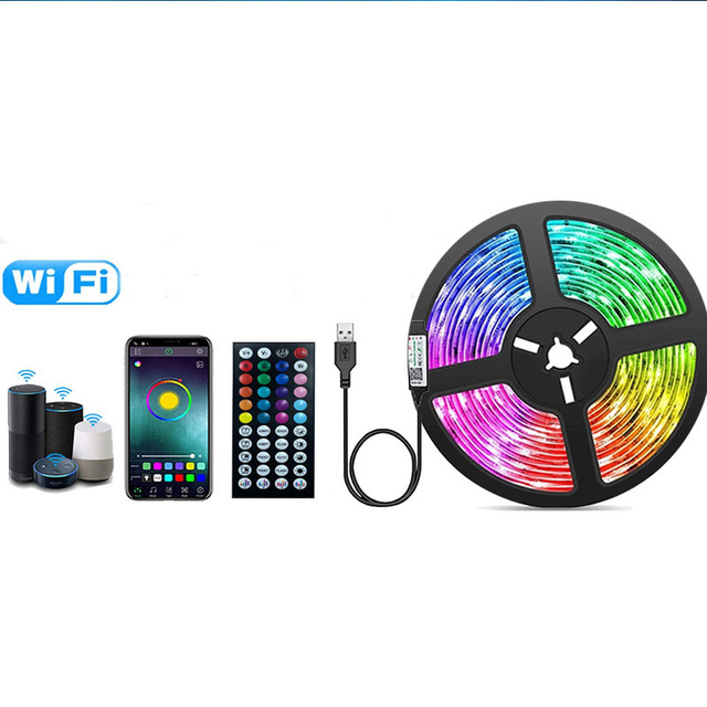 RGB Led Bluetooth Light Strips with WiFi Music Induction Control Colorful Led Stripe for Computer Room Background
