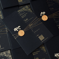 Carte d'invitation de mariage personnalisée en plexiglas noir OEM, cartes de mariage élégantes en gros, invitation de mariage en acrylique noir glamour de luxe