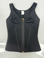 Corset taille gilet avec soutien-gorge extrême Latex noir Jersey Standard adultes tricoté Shapers réduisant les vêtements avec fermeture éclair lavage à la main