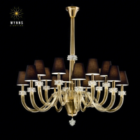 Lustre LED haut de gamme personnalisé, grande lampe suspendue en verre fantaisie, luminaire moderne pour hôtel, design en cristal