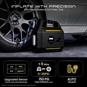 HF5501 пусковое устройство с накачивающим устройством для шин, портативный ЖК-дисплей, воздушный компрессор, автомобильный накачитель с подсветкой - Product Image 3
