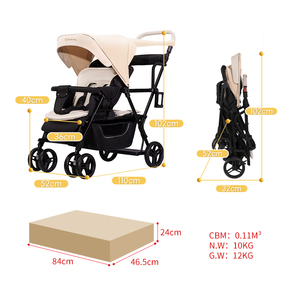 Seebaby-có thể gập lại đôi song song xe đẩy với khung thép không gỉ và polyester Bìa 5-điểm an toàn khai thác hệ thống du lịch - Product Image 6