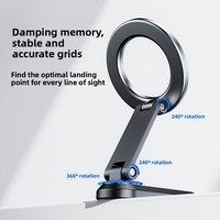 Support de téléphone magnétique pliable en alliage d'aluminium, rotation à 360°, double face, anti-tremblement, pour bureau et voiture