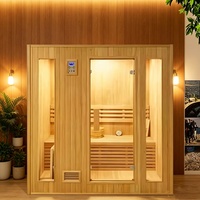 Sauna traditionnel extérieur pour 2 à 4 personnes, cabine de sauna carrée en bois massif avec panneau de commande pour la maison, le jardin et la cour.