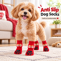 Chaussettes rouges pour chien avec grip antidérapant en silicone, bottines en tricot doux pour la protection des pattes des animaux domestiques, pour sols intérieurs, confortables pour un usage quotidien