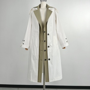 <span class=keywords><strong>Trench</strong></span> Coat Lungo Fresco ed Elegante a Contrasto di Colore per <span class=keywords><strong>Donna</strong></span>, Giacca con Colletto a Risvolto e Laccio Frontale, Colori e Taglie Personalizzabili - Product Image 2
