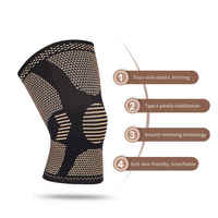 Genouillère souple à double couche de silicone ondulé avec support de genou en ions de cuivre pour genouillère élastique en tricot pour la course à pied et le jogging