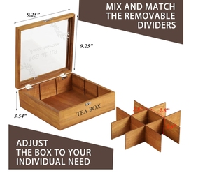 Caja organizadora de bolsitas de té de madera duradera, dispensador de forma rectangular para el hogar, oficina y restaurante para té y cofre de Caddy, regalos de fiesta - Product Image 4