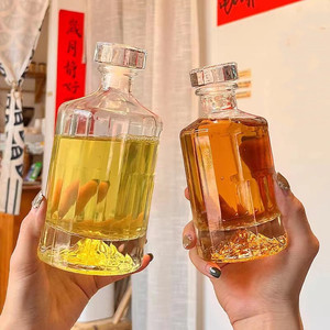 Di alta qualità chiaro vulcano a forma di alta selce bottiglia di vetro 250ml/500ml per Vodka Brandy vino <span class=keywords><strong>e</strong></span> Tequila con tappo di vetro - Product Image 6