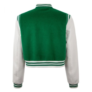 Nouvelle veste d'équipe sportive d'automne pour homme - vert et blanc contrastés, style rétro Y2K, streetwear avant-gardiste, décontractée, col montant - Product Image 3