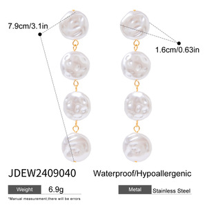 Vendita calda <span class=keywords><strong>stile</strong></span> <span class=keywords><strong>barocco</strong></span> irregolare 18k placcato oro grande perla barocca orecchini di dichiarazione esagerata orecchino per le donne regalo di nozze - Product Image 6