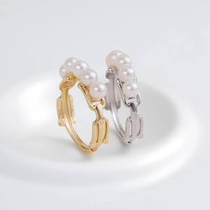 10621 DIY S925 Silver <b>Ring</b> with Empty Holder 4-5mm Round Beads <b>Pearl</b> Accessories Multi Bead Silver <b>Ring</b> - Product Image 4