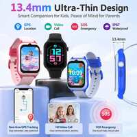 Reloj Inteligente para Niños 4G Resistente al Agua IP67 con Larga Duración de Batería, Posicionamiento GPS, Diseño Delgado de 13.6mm, Reloj Inteligente Resistente para Uso Diario en Exteriores