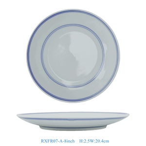 RXFR07-A-6-7-8-9-10-12 Pulgadas Plato de Porcelana China Tradicional Esmaltado con Doble Borde Azul, Apto para Lavavajillas, Tamaños de 6 a 12 Pulgadas - Product Image 4