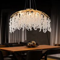 Lustre carré moderne en cristal Hullxine avec suspension de taille moyenne pour salon, lampe LED suspendue