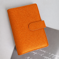 Carnet de budget A6 en cuir PU pailleté, classeur à 6 anneaux, personnalisable, métallisé nacré, pour économies