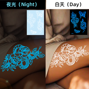 Tatuajes Temporales Minimalistas de Arte Lineal Luminoso, Decoración Corporal con Diseños de Mariposas, Serpientes y Peonías, Estética Vanguardista, Resistentes al Agua y No Reflectantes - Product Image 5