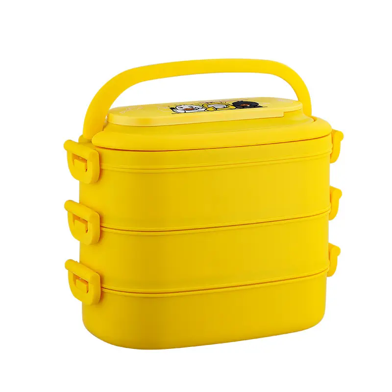 Suministro de fábrica 316 contenedor de preparación de comidas de acero inoxidable Little Yellow Duck Caja de arroz multicapa para niños