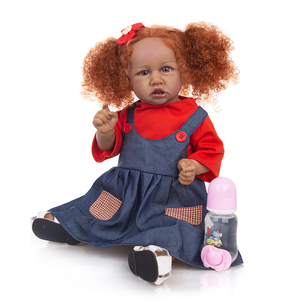 Muñecas Bebé Reborn <span class=keywords><strong>de</strong></span> Pelo Rojo Hechas a Mano <span class=keywords><strong>de</strong></span> 57 CM, Muñecas <span class=keywords><strong>de</strong></span> <span class=keywords><strong>Silicona</strong></span> Completa, Bebé Africano Recién Nacido, Juguetes en <span class=keywords><strong>Miniatura</strong></span> <span class=keywords><strong>de</strong></span> <span class=keywords><strong>Silicona</strong></span>, Regalos <span class=keywords><strong>de</strong></span> Navidad y Cumpleaños para Niños - Product Image 1
