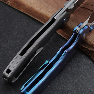 Hongrui S35V hoja de acero aleación de titanio caza al aire libre <span class=keywords><strong>cuchillo</strong></span> de bolsillo plegable de alta calidad DIY con soporte de personalización OEM - Product Image 4