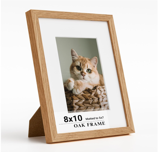 Custom Wooden Picture Frame for Wall 8x10 Frame with Matted to 5x7 Solid Oak Wood Picture Frames for Wall Art Photo and Prints