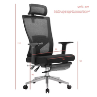 Chaise de bureau ergonomique moderne et réglable à dossier haut en maille avec repose-pieds pour se reposer, idéale pour le télétravail, structure en plastique