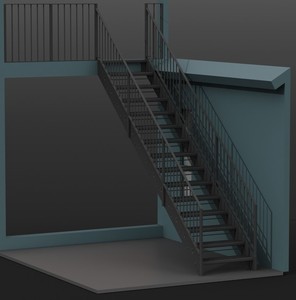 Système d'escalier en acier industriel, escalier galvanisé sur mesure avec marches et mains courantes en treillis métallique - Product Image 2