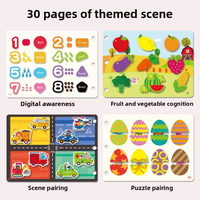 Toddler Educational Quiet Book Puzzle Paste Matching Game Kids Early Learning Activities Picture Books Magic Tape Wooden Books