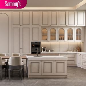 Armoires de cuisine modulaires italiennes modernes avec portes en verre et robinet de cuisine en bois blanc - Design de cuisine écologique - Product Image 2